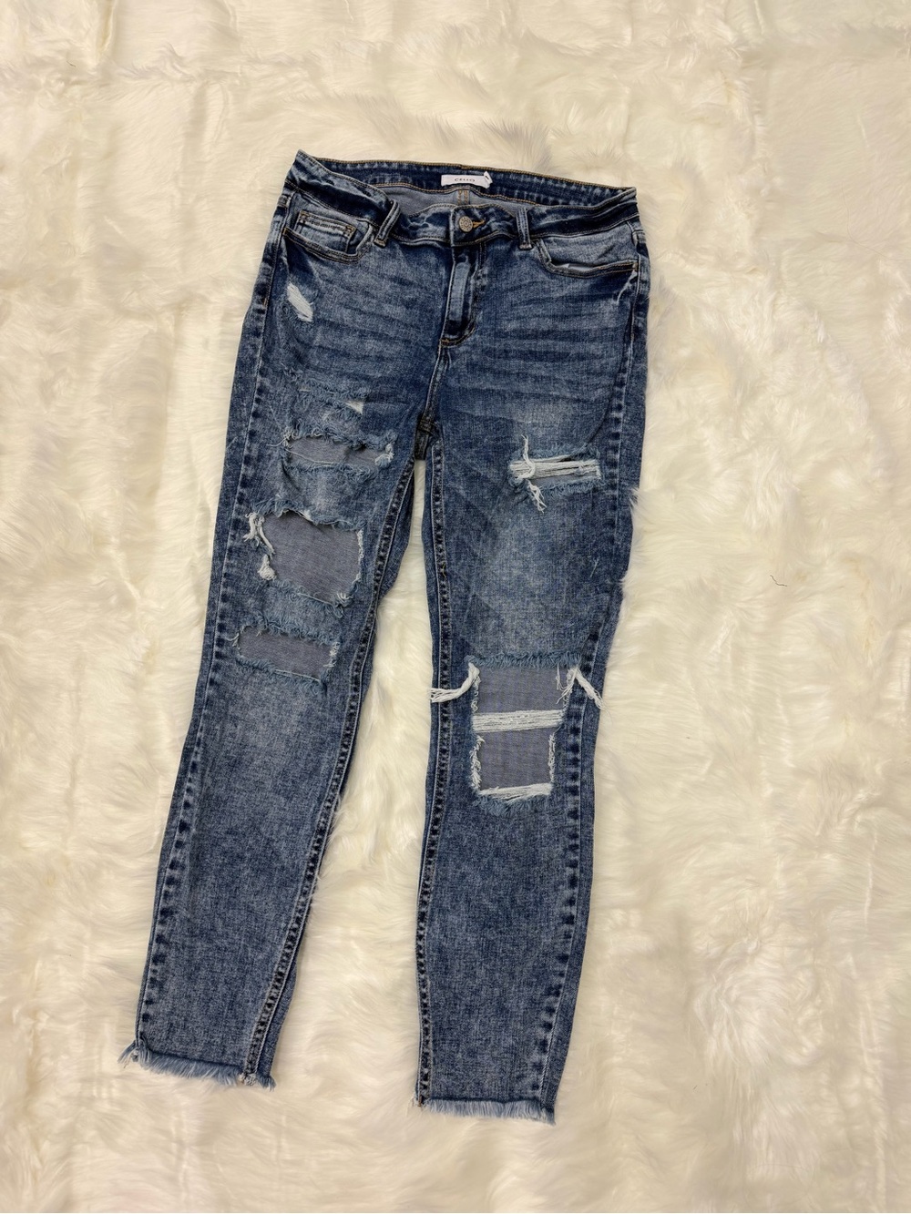 Cello Dark Denim Distressed Women’s Jeans